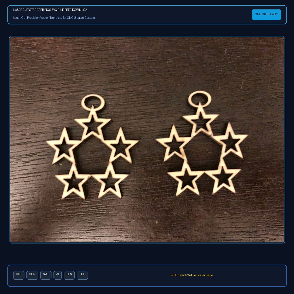Laser Cut Star Earrings SVG File Free Download - 3axis.co