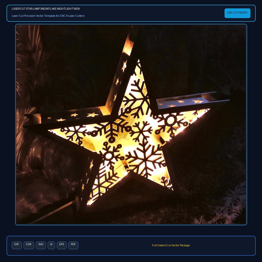 Laser Cut Star Lamp Snowflake Nightlight New Year Lamp