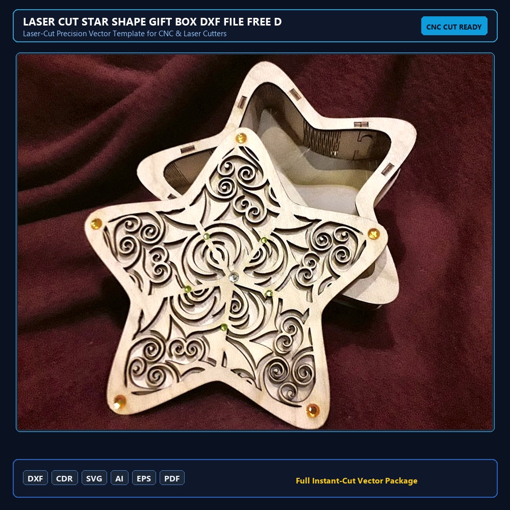 Laser Cut Star Shape Gift Box DXF File Free Download - 3axis.co