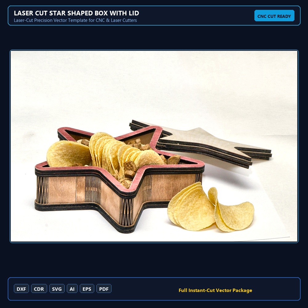 Laser Cut Star Shaped Box with Lid