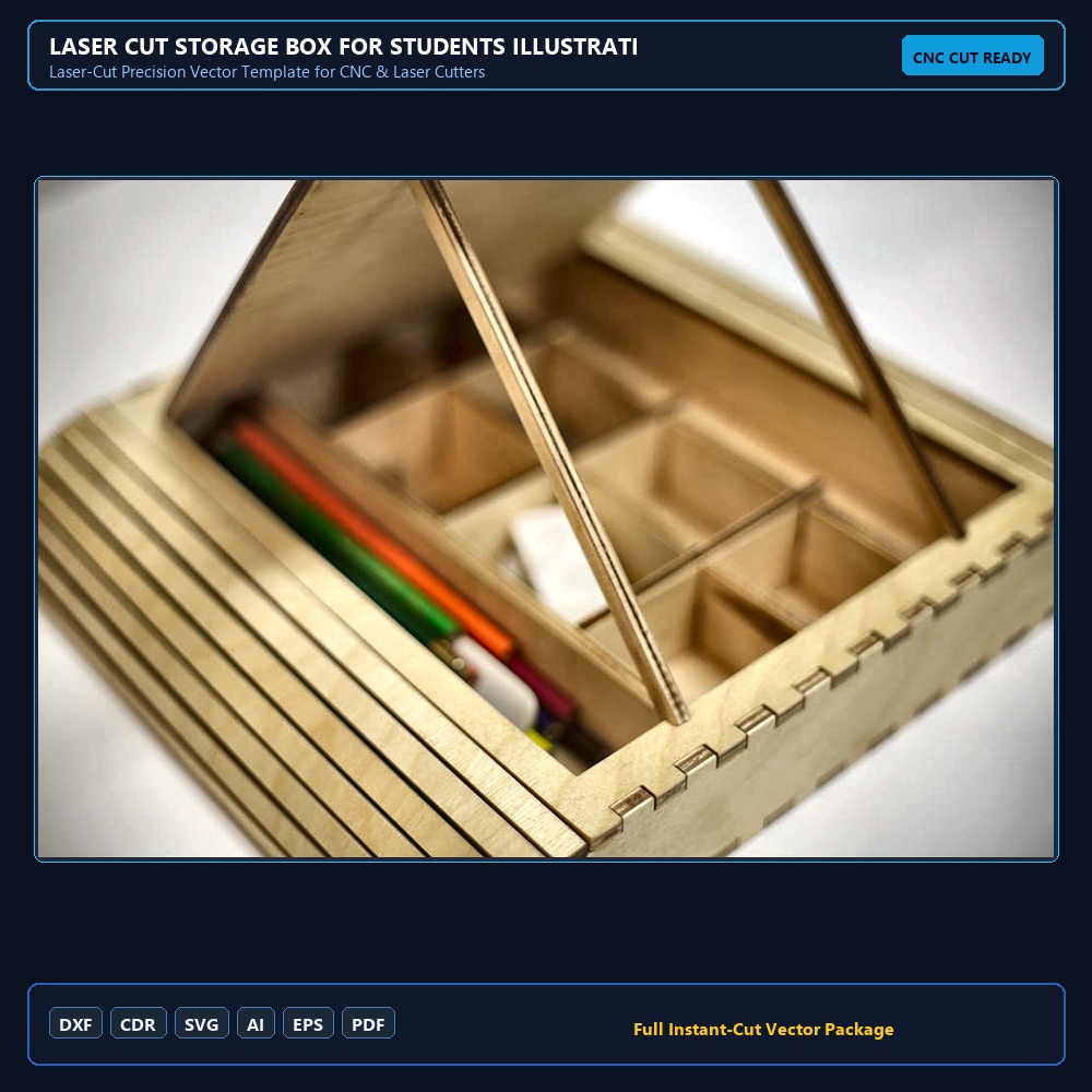 Laser Cut Storage Box For Students Illustration (.ai) vector file free download - 3axis.co