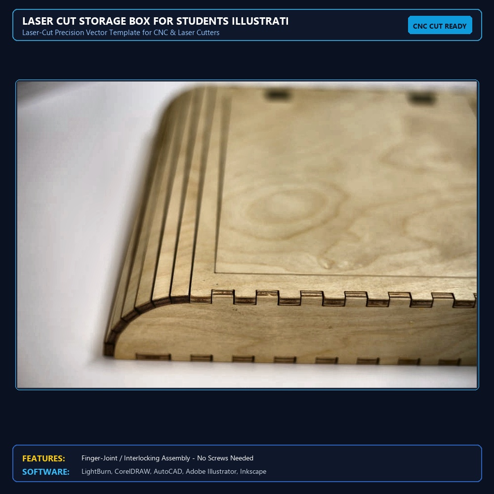 Laser Cut Storage Box For Students Illustration (.ai) vector file free download - 3axis.co View 4
