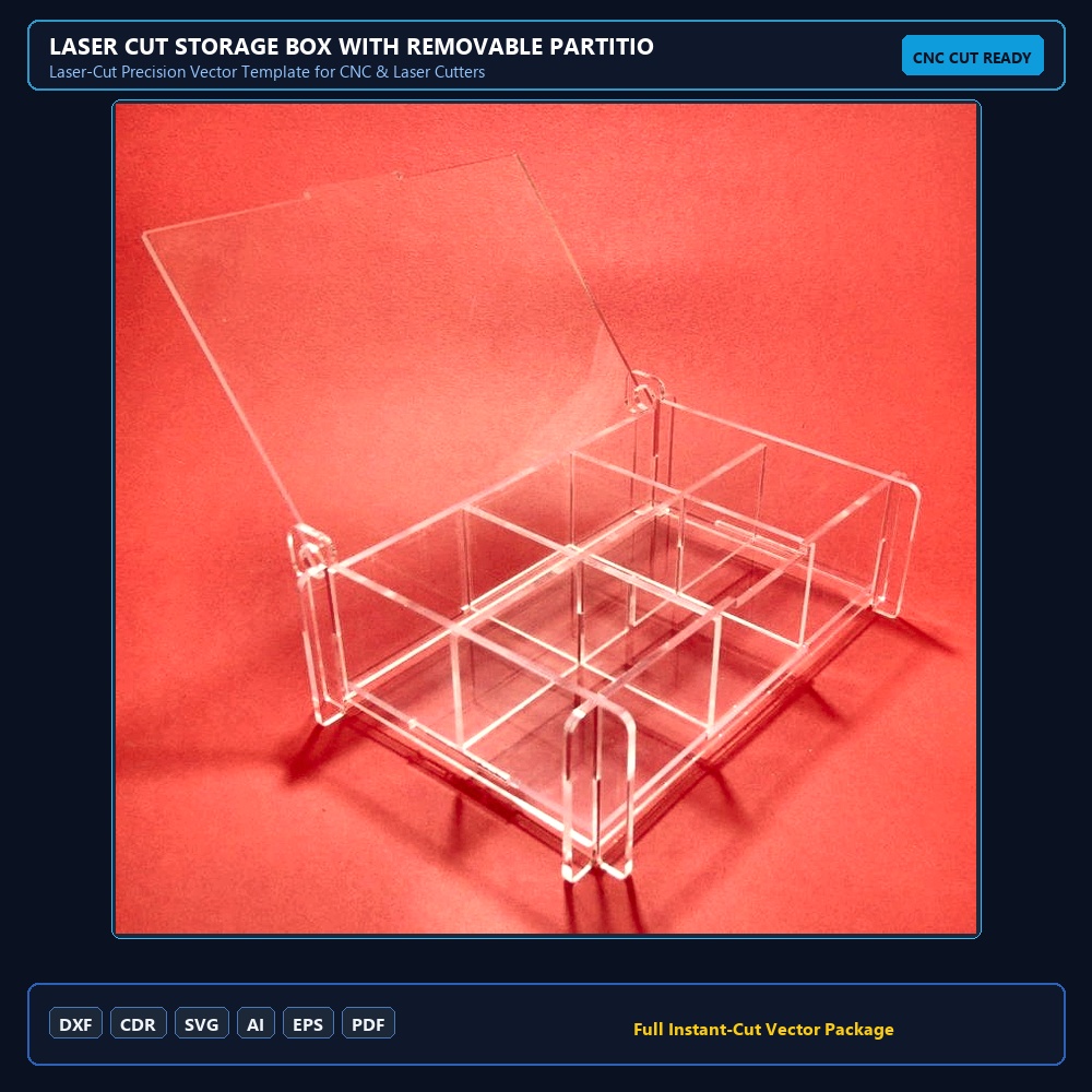 Laser Cut Storage Box With Removable Partitions