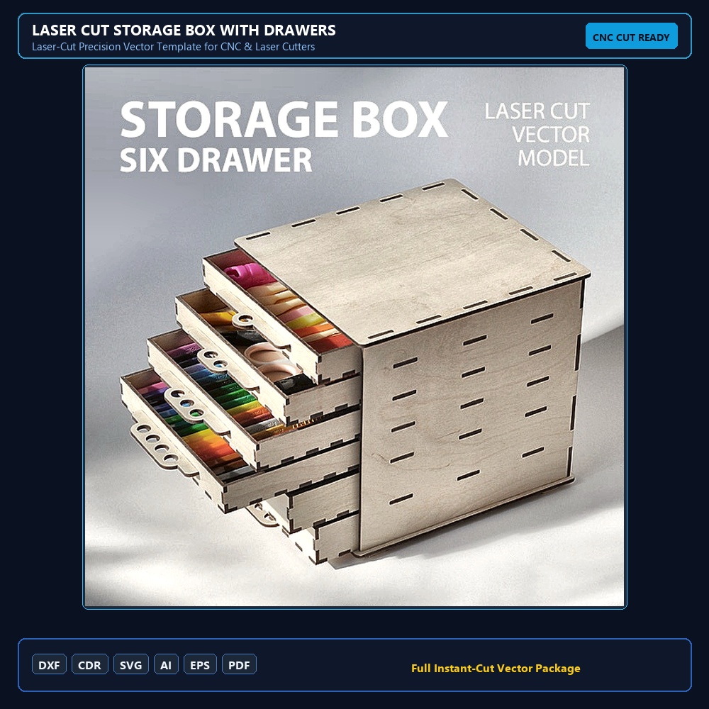 Laser Cut Storage Box with Drawers
