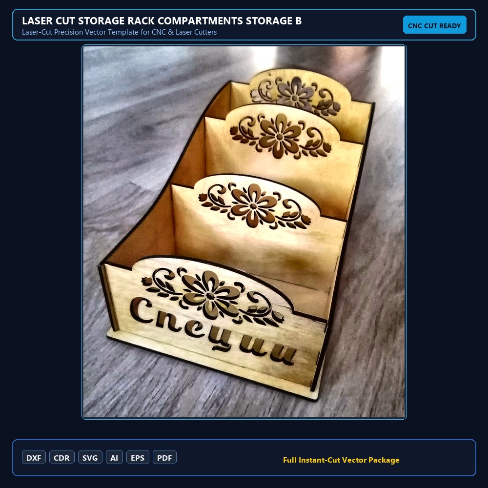 Laser Cut Storage Rack Compartments Storage Box