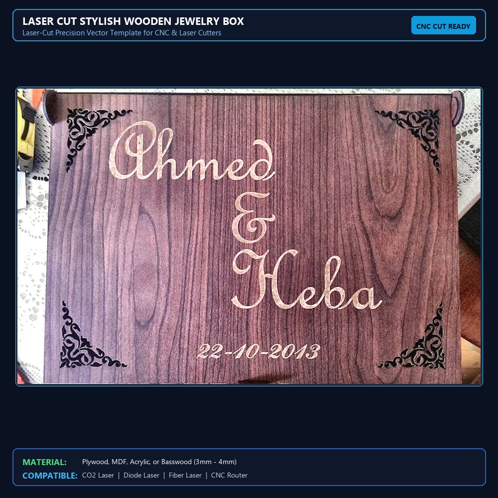Laser Cut Stylish Wooden Jewelry Box View 2