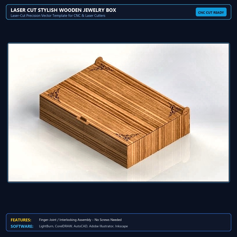 Laser Cut Stylish Wooden Jewelry Box View 3