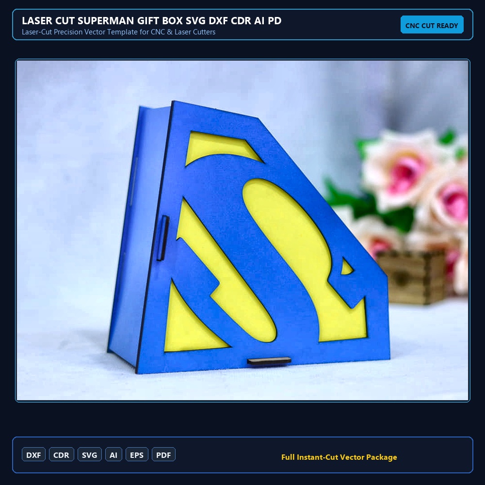 Laser Cut Superman Gift Box SVG DXF CDR AI PDF Free Download - 3axis.co