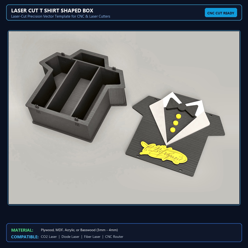 Laser Cut T Shirt Shaped Box View 2