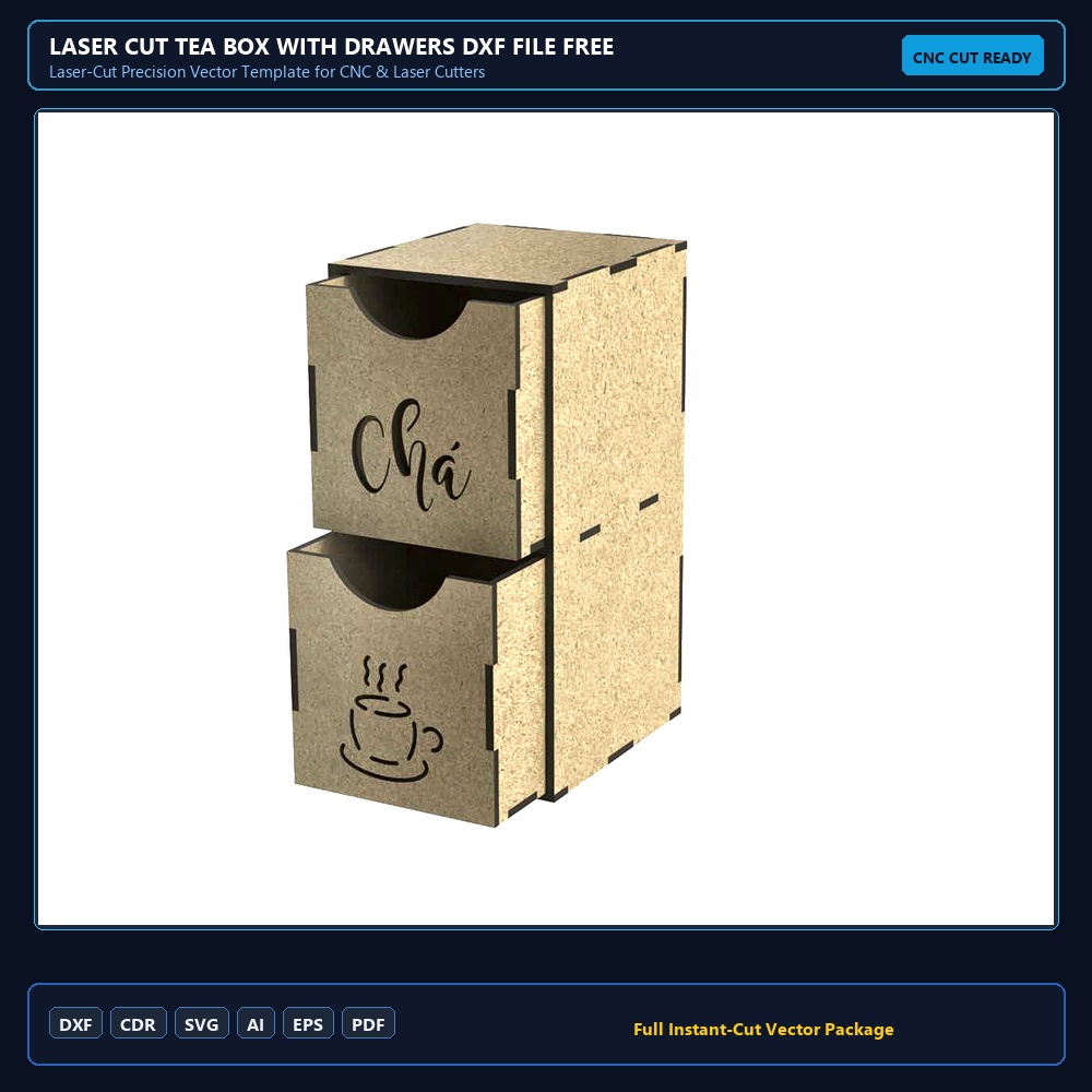Laser Cut Tea Box With Drawers DXF File Free Download - 3axis.co