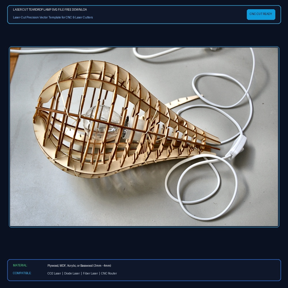 Laser Cut Teardrop Lamp SVG File Free Download - 3axis.co View 2