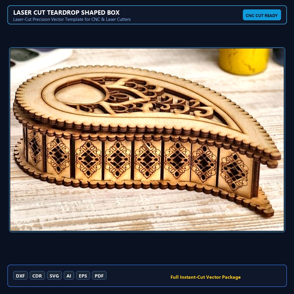 Laser Cut Teardrop Shaped Box