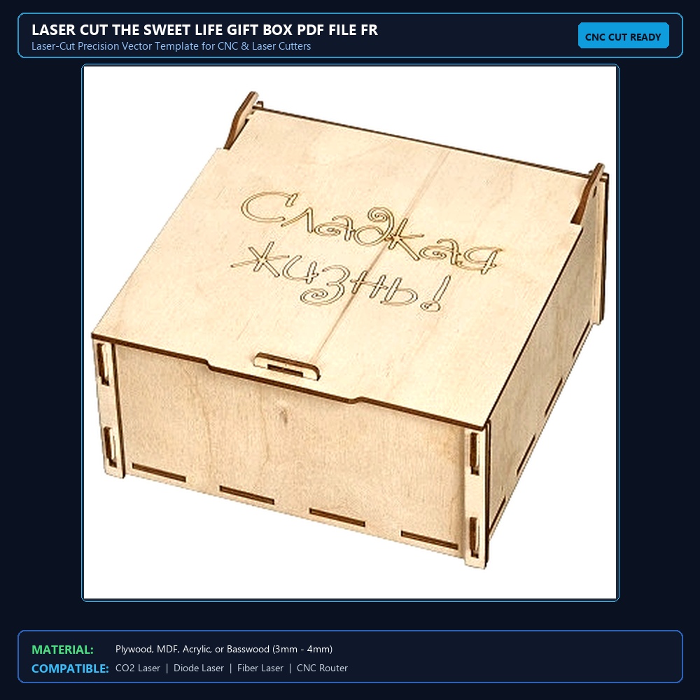 Laser Cut The Sweet Life Gift Box PDF File Free Download - 3axis.co View 2