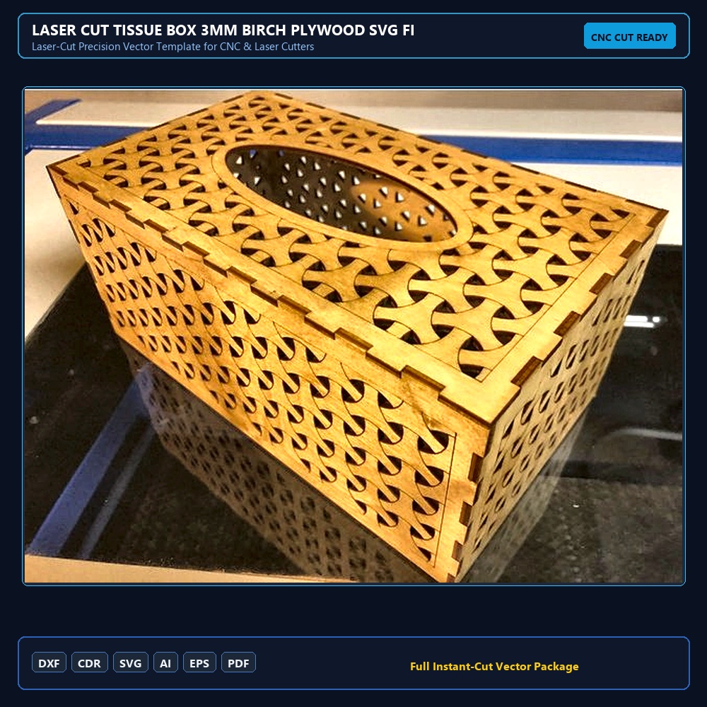 Laser Cut Tissue Box 3mm Birch Plywood SVG File Free Download - 3axis.co