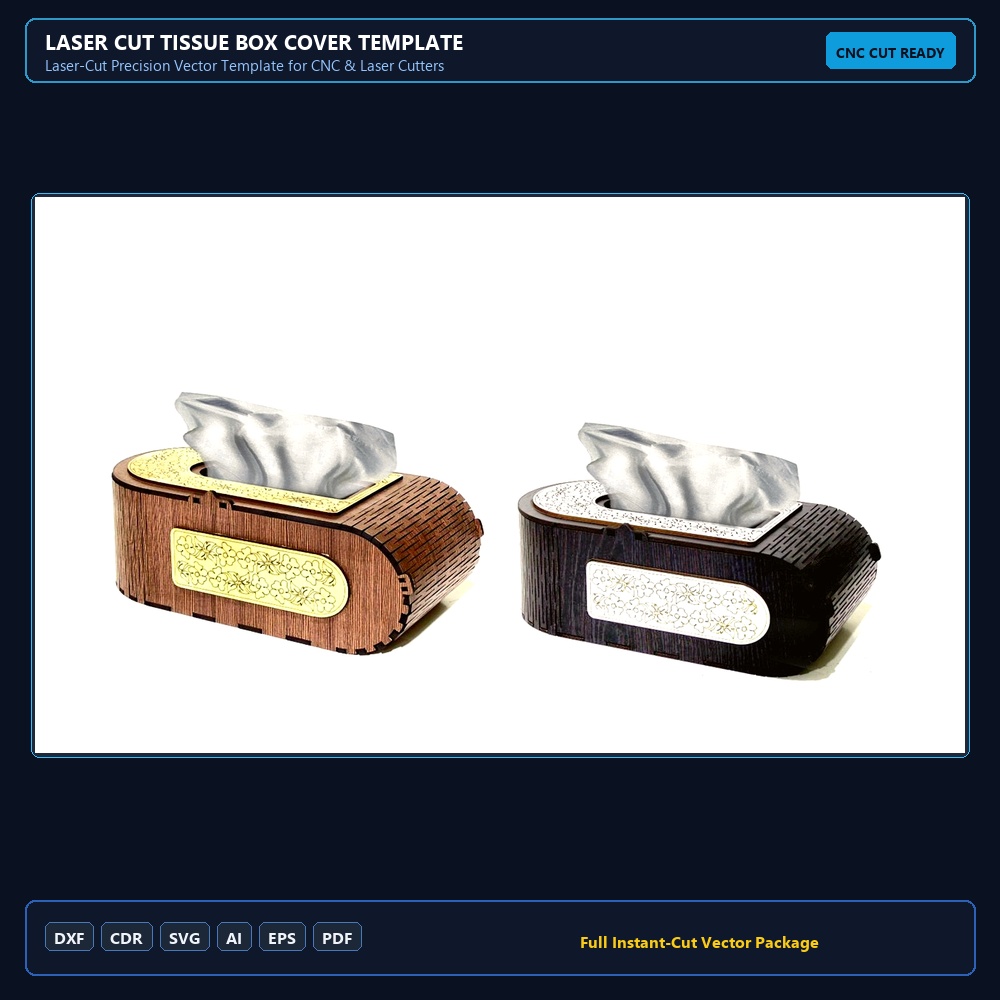 Laser Cut Tissue Box Cover Template