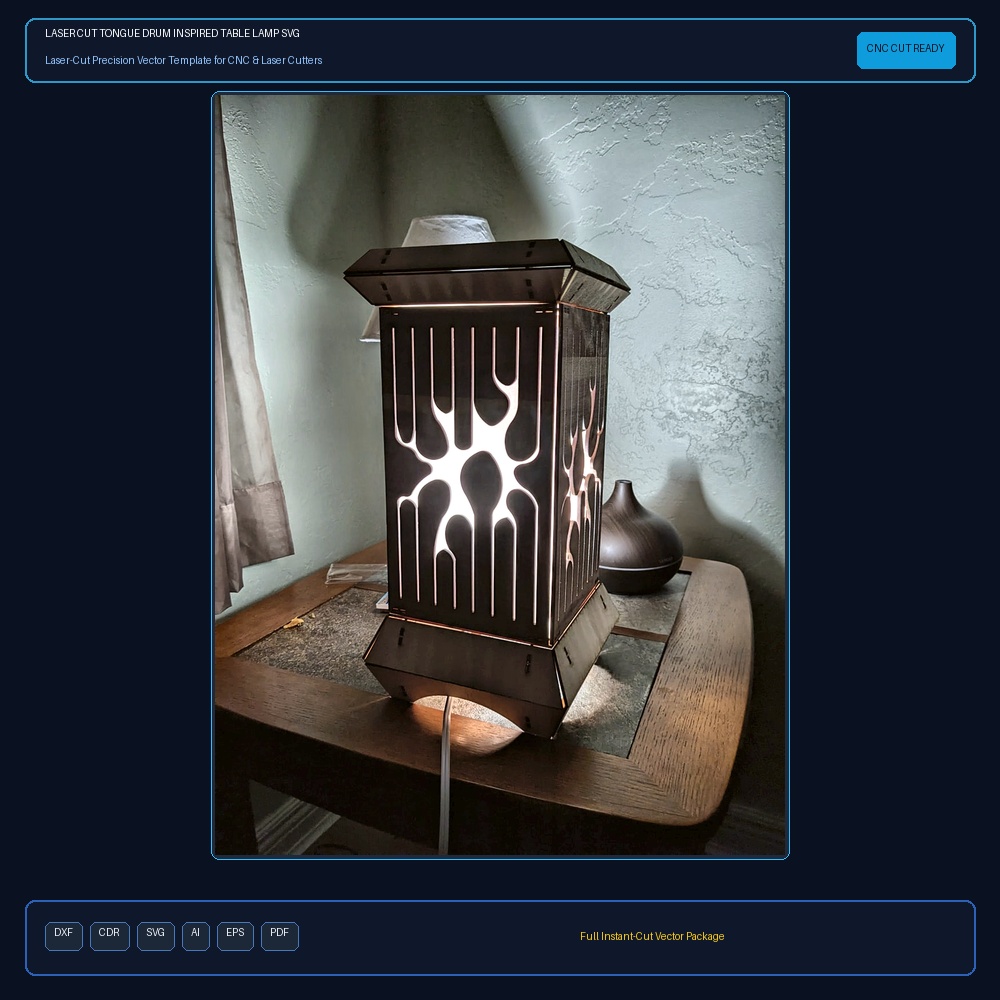 Laser Cut Tongue Drum Inspired Table Lamp SVG File Free Download - 3axis.co