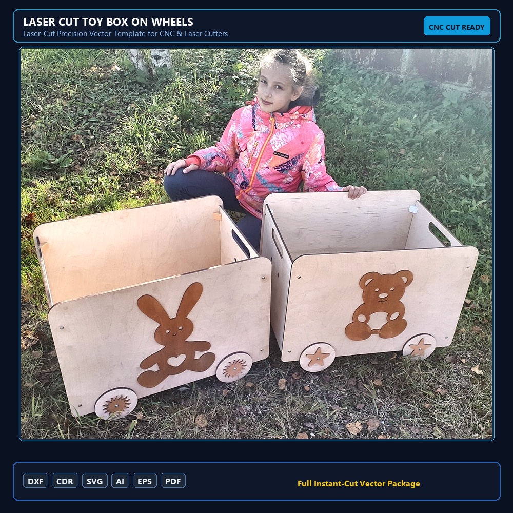Laser Cut Toy Box On Wheels