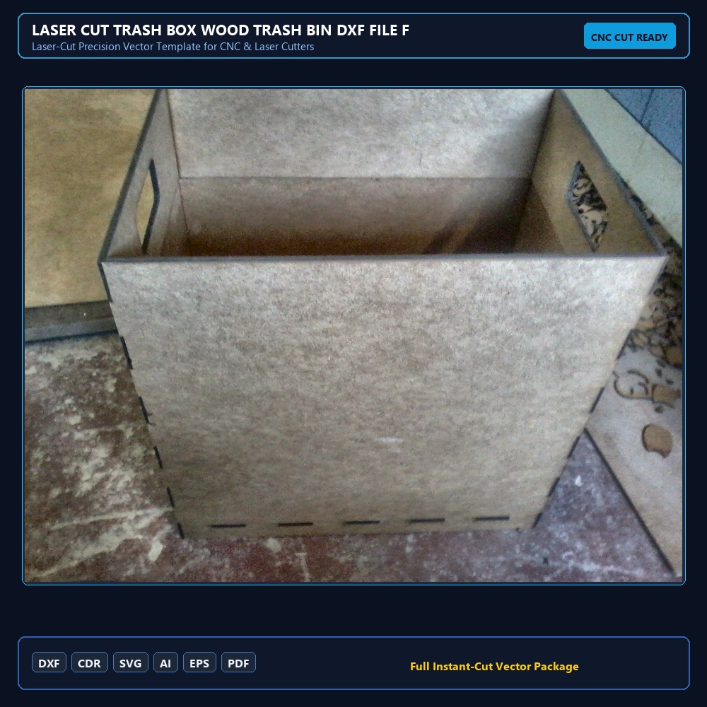 Laser Cut Trash Box Wood Trash Bin DXF File Free Download - 3axis.co