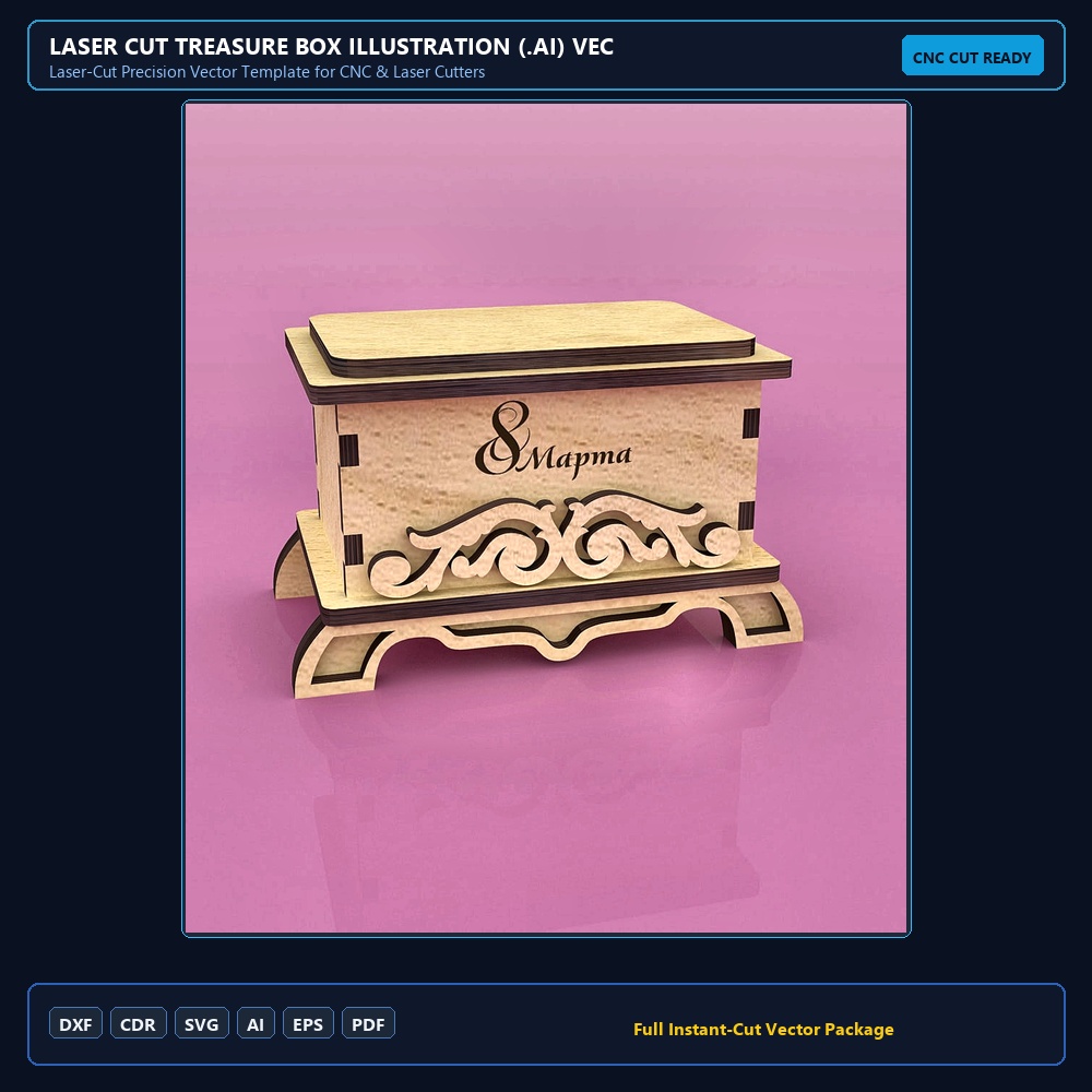 Laser Cut Treasure Box Illustration (.ai) vector file free download - 3axis.co