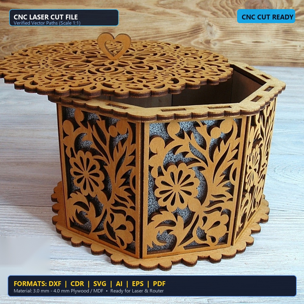 Laser Cut Tree Shaped Gift Box 3D - DXF, CDR, SVG