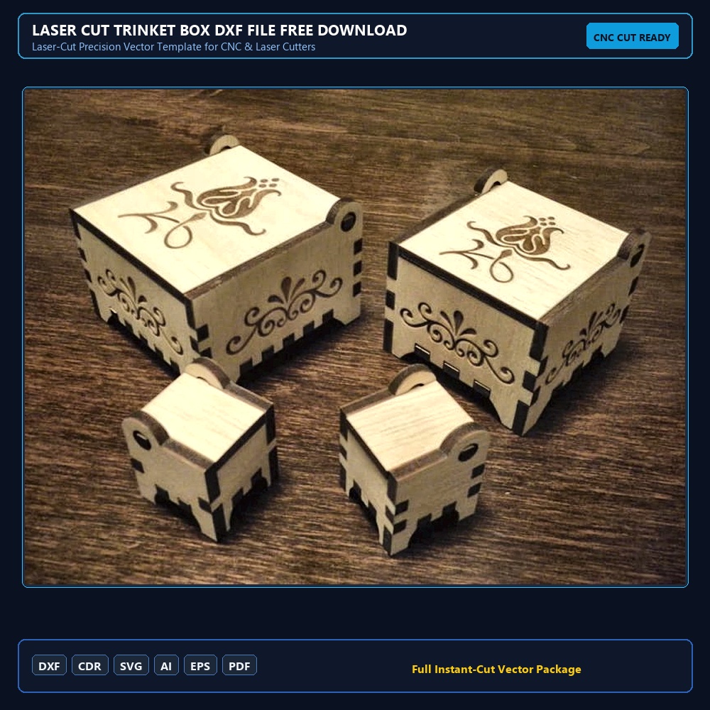 Laser Cut Trinket Box DXF File Free Download - 3axis.co