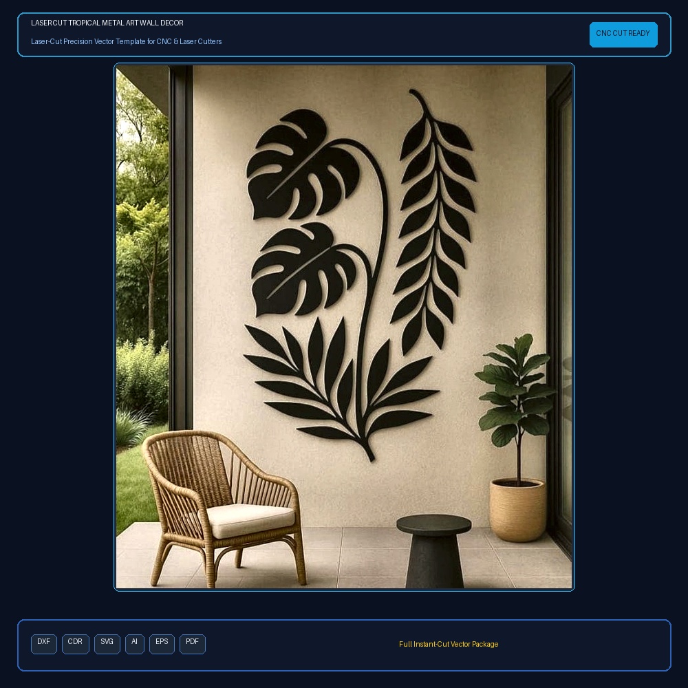 Laser Cut Tropical Metal Art Wall Decor
