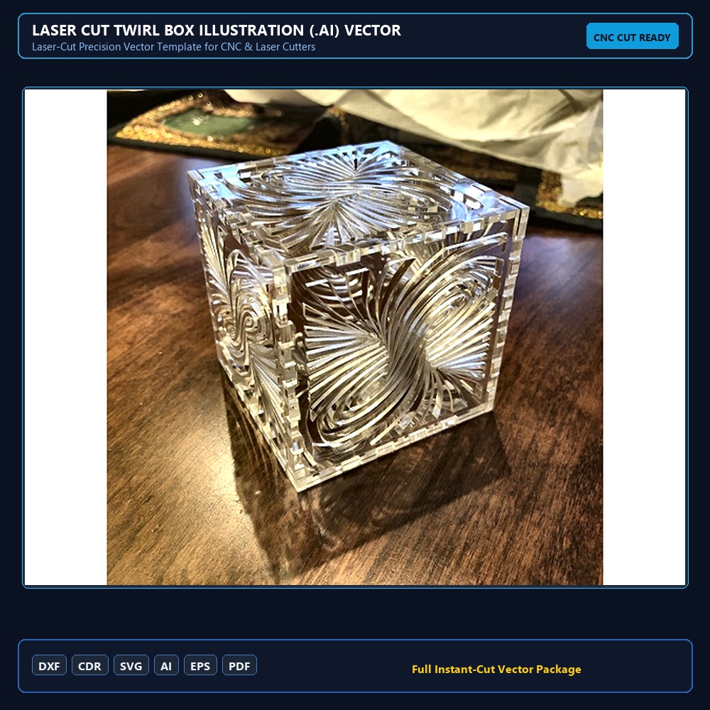 Laser Cut Twirl Box Illustration (.ai) vector file free download - 3axis.co