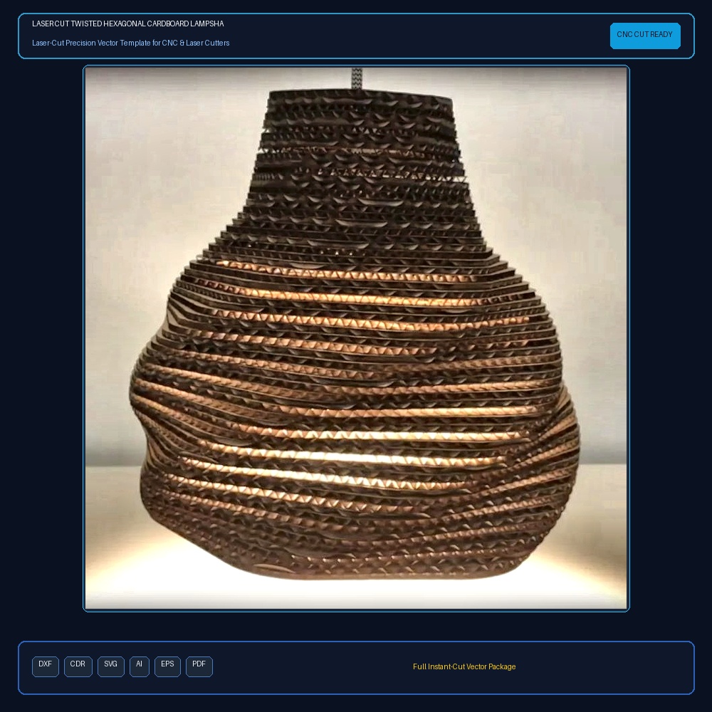 Laser Cut Twisted Hexagonal Cardboard Lampshade
