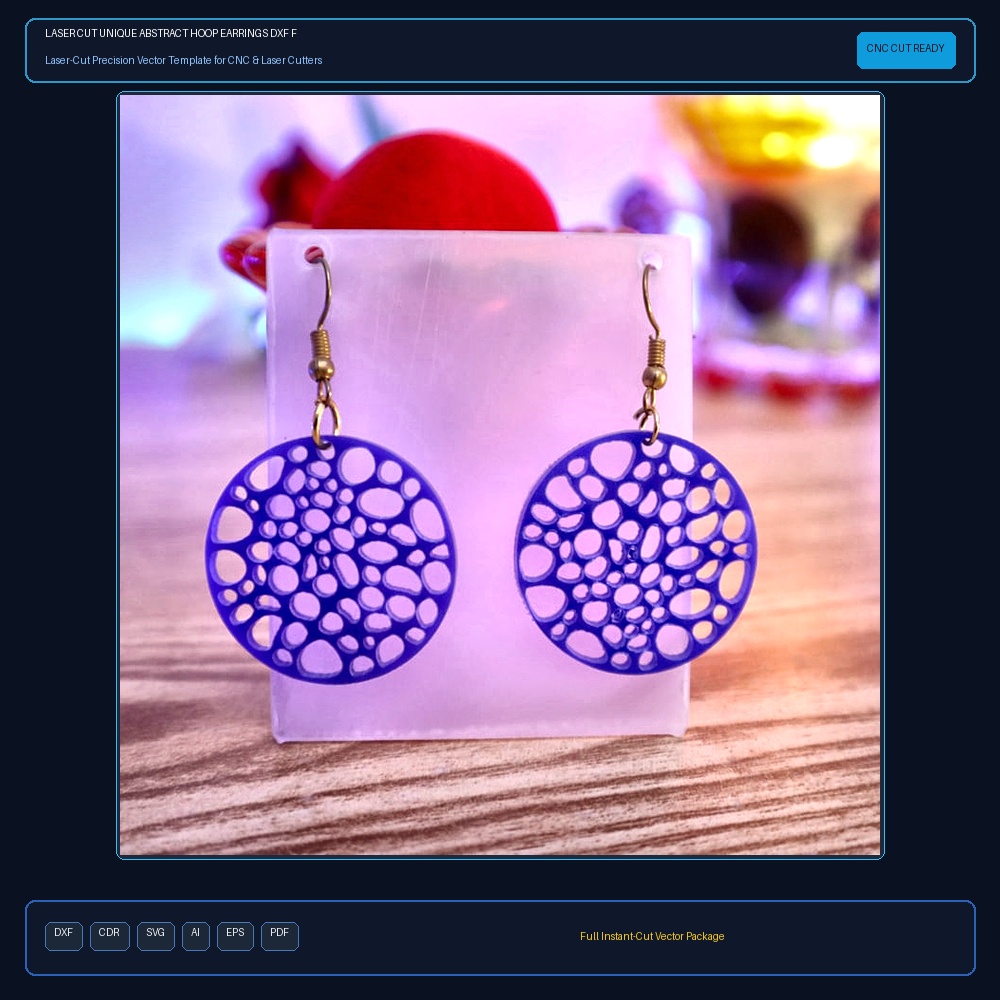 Laser Cut Unique Abstract Hoop Earrings DXF File Free Download - 3axis.co