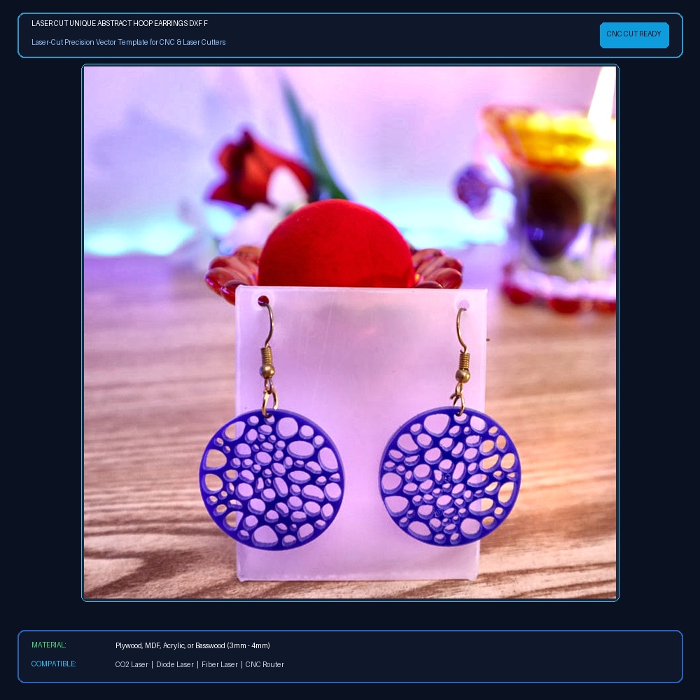 Laser Cut Unique Abstract Hoop Earrings DXF File Free Download - 3axis.co View 2