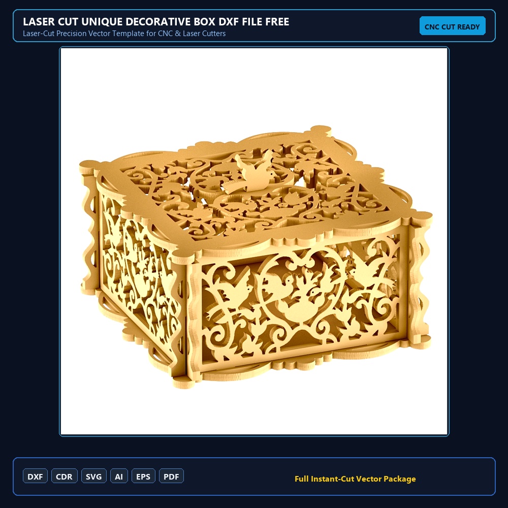 Laser Cut Unique Decorative Box DXF File Free Download - 3axis.co