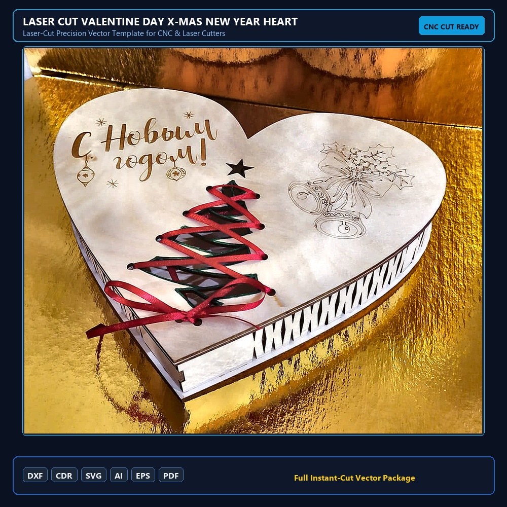 Laser Cut Valentine Day X-mas New Year Heart Shape Gift Box