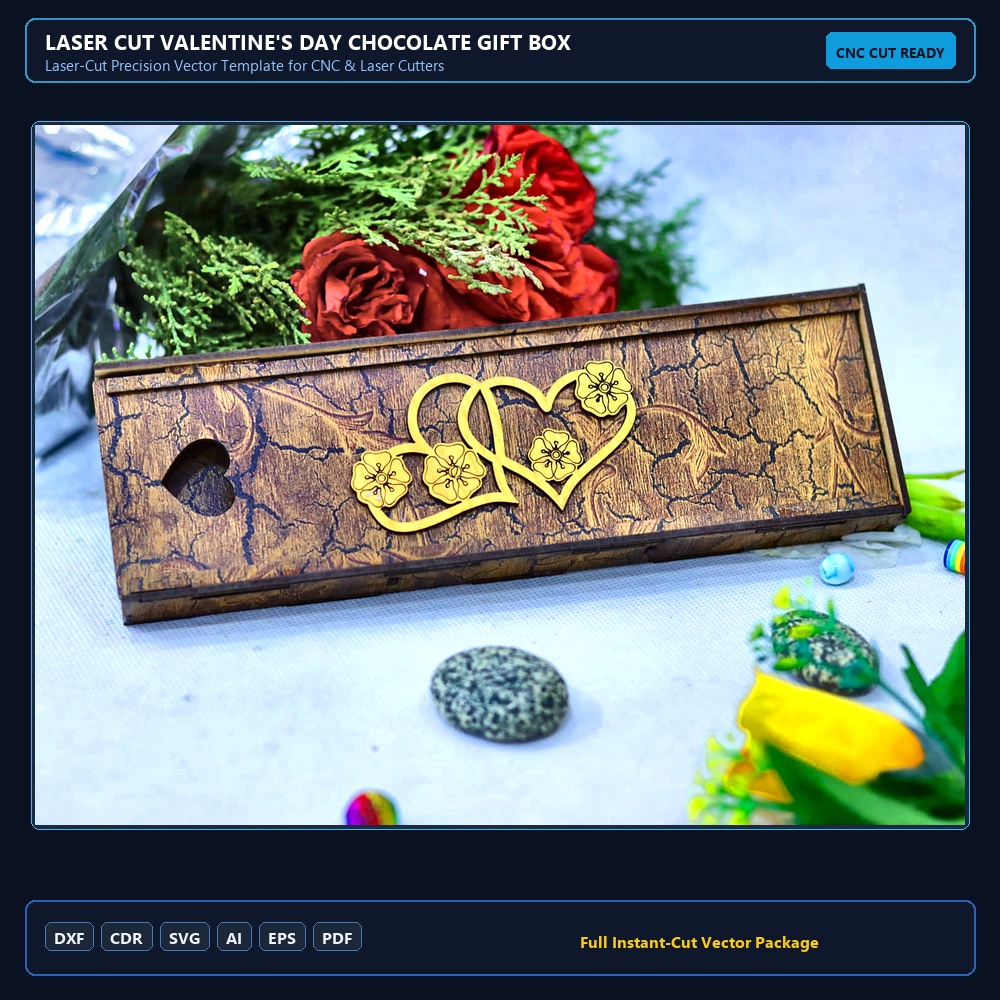 Laser Cut Valentine's Day Chocolate Gift Box SVG DXF CDR AI PDF Free Download - 3axis.co