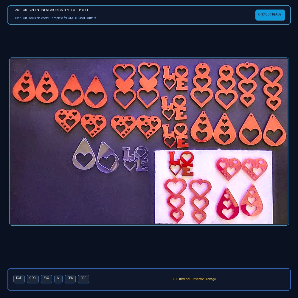 Laser Cut Valentines Earrings Template PDF File Free Download - 3axis.co
