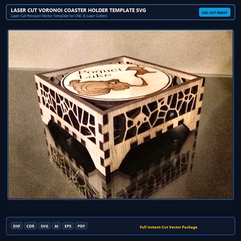 Laser Cut Voronoi Coaster Holder Template SVG File Free Download - 3axis.co