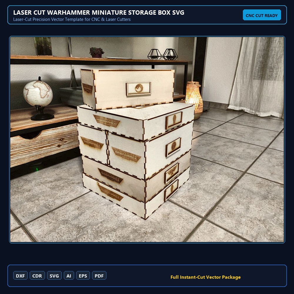 Laser Cut Warhammer Miniature Storage Box SVG File Free Download - 3axis.co