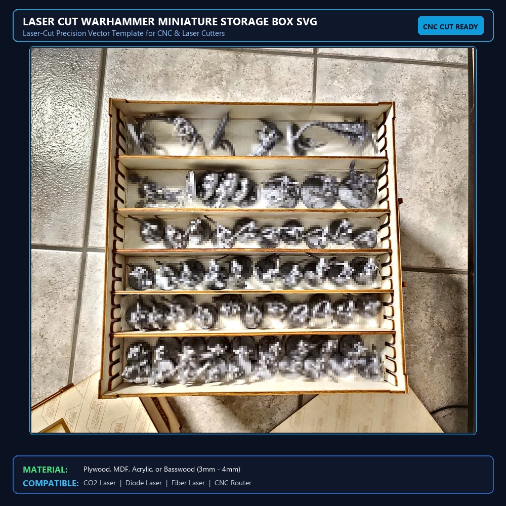 Laser Cut Warhammer Miniature Storage Box SVG File Free Download - 3axis.co View 2