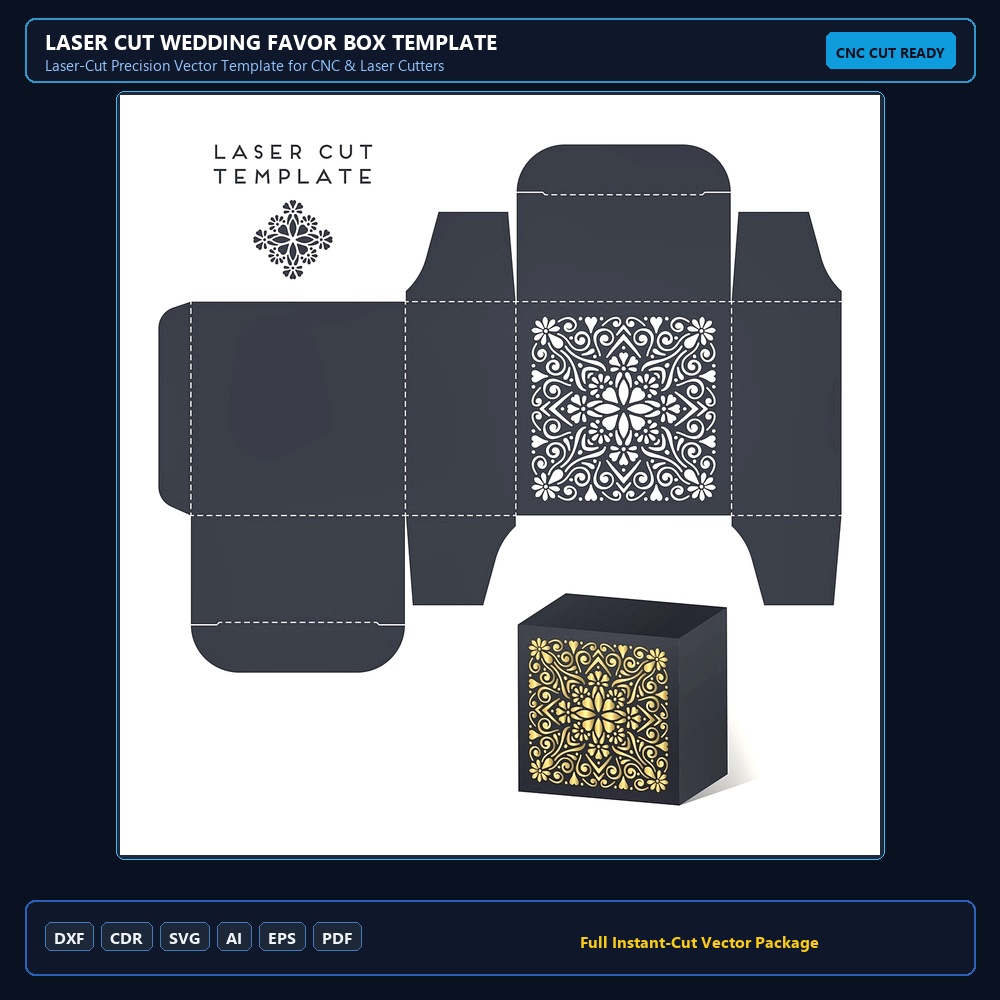 Laser Cut Wedding Favor Box Template