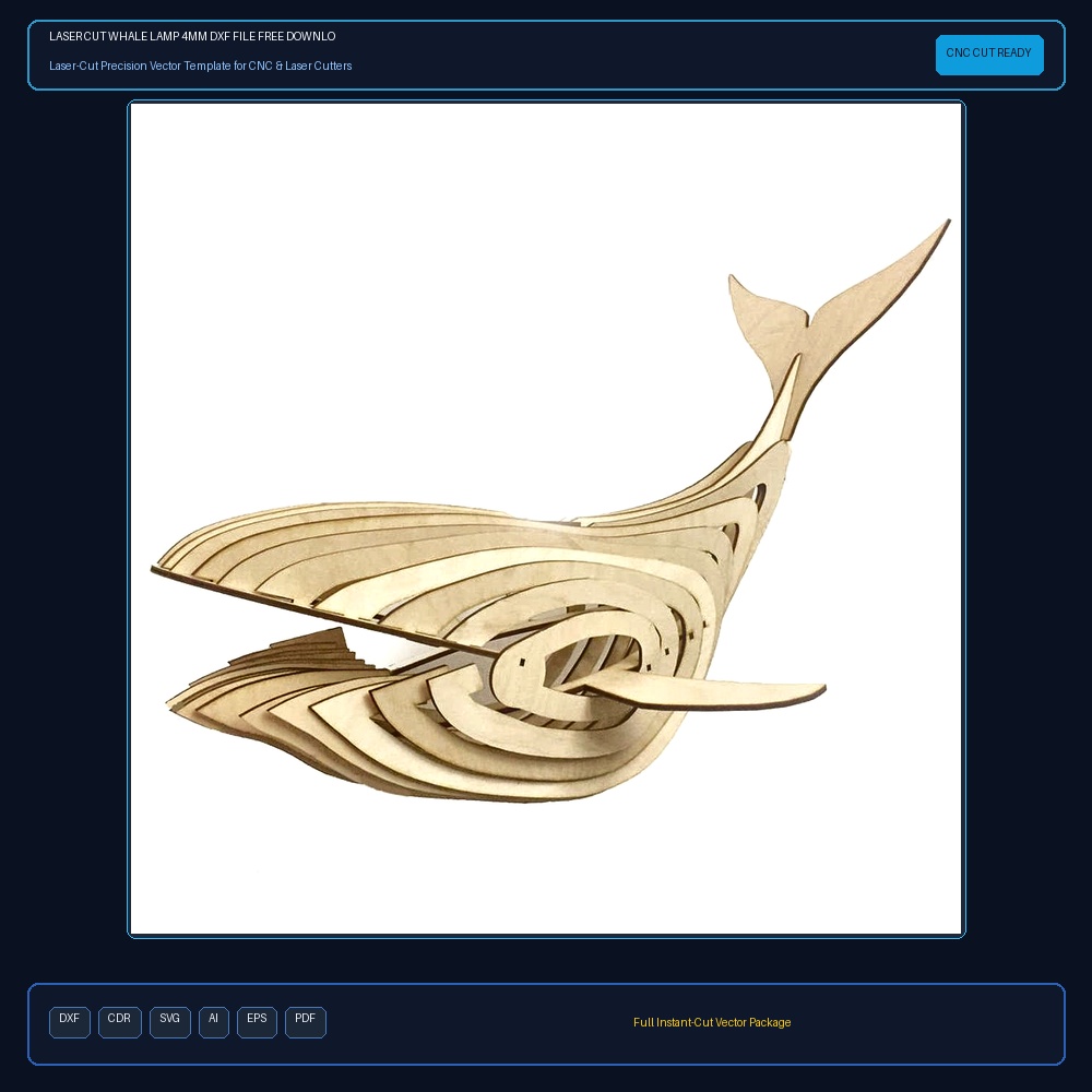 Laser Cut Whale Lamp 4mm DXF File Free Download - 3axis.co