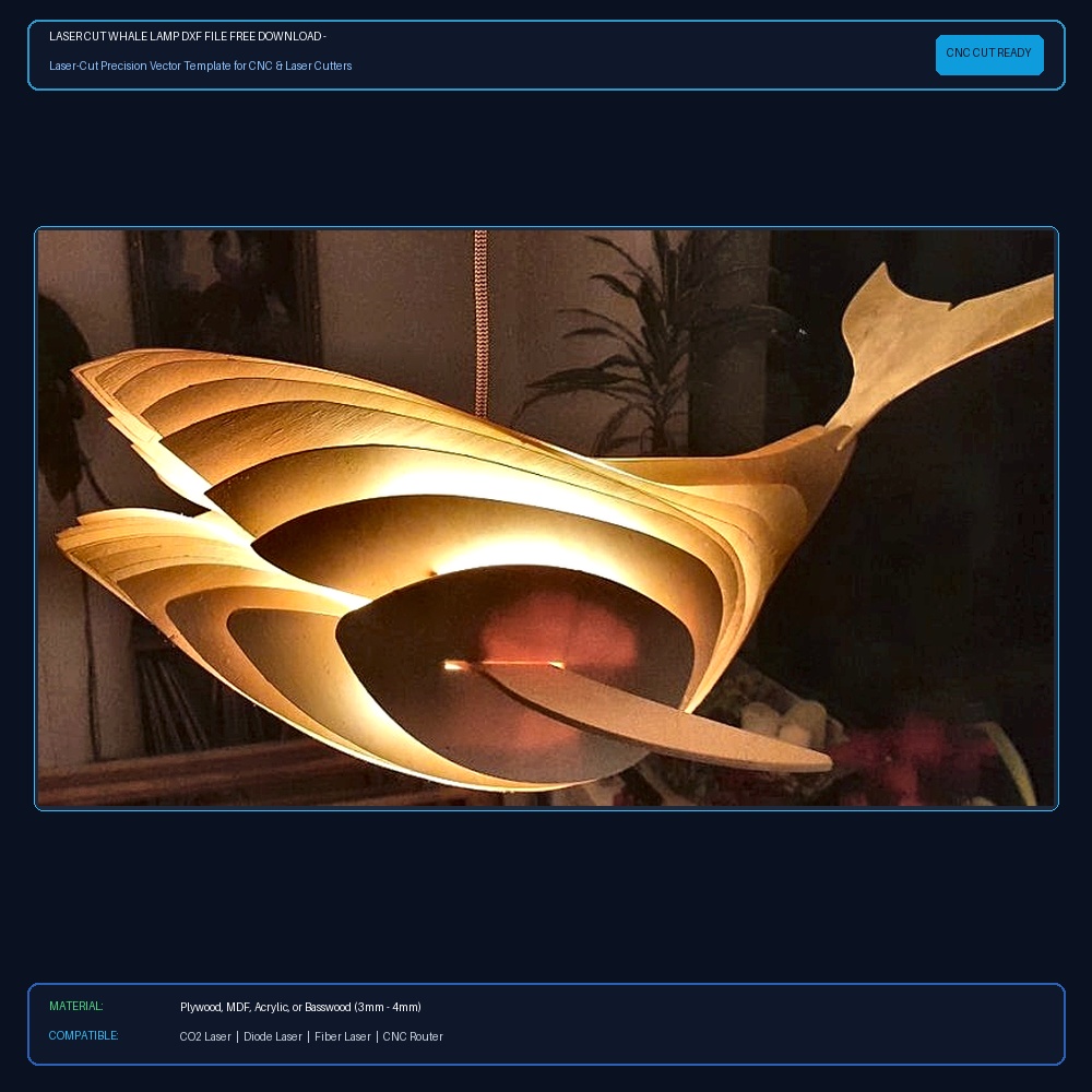 Laser Cut Whale Lamp DXF File Free Download - 3axis.co View 2