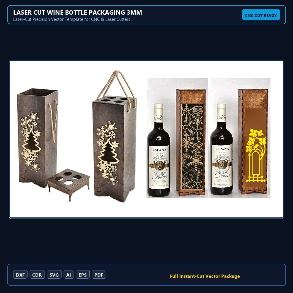 Laser Cut Wine Bottle Packaging 3mm