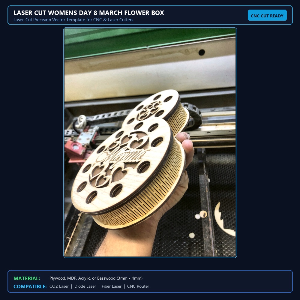 Laser Cut Womens Day 8 March Flower Box View 2