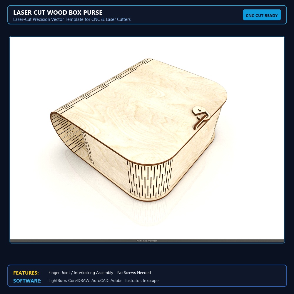 Laser Cut Wood Box Purse View 4