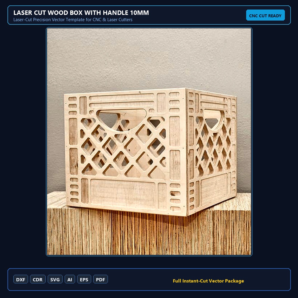 Laser Cut Wood Box With Handle 10mm