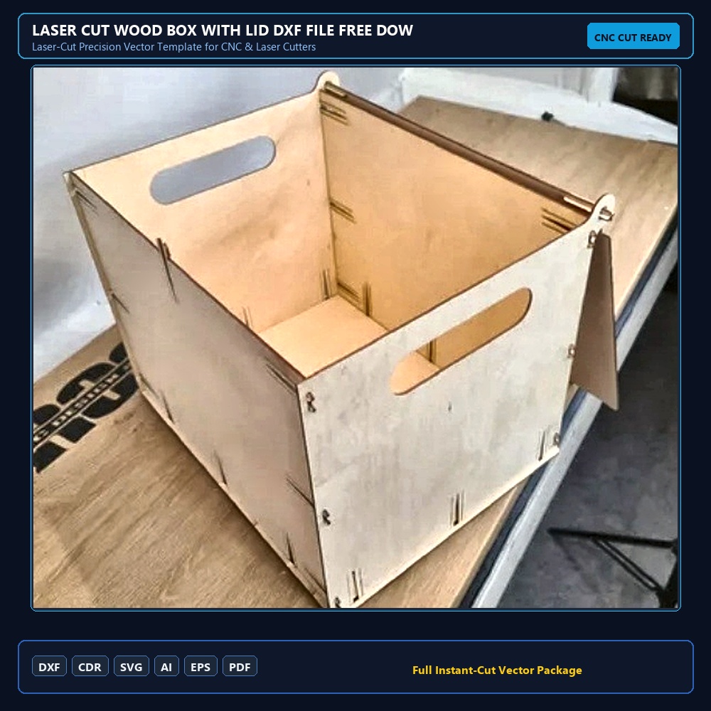 Laser Cut Wood Box With Lid DXF File Free Download - 3axis.co