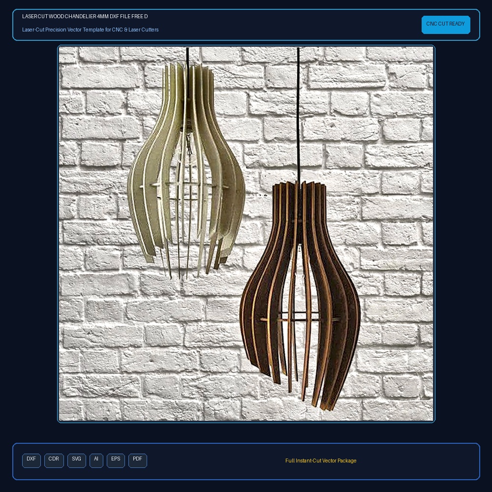 Laser Cut Wood Chandelier 4mm DXF File Free Download - 3axis.co