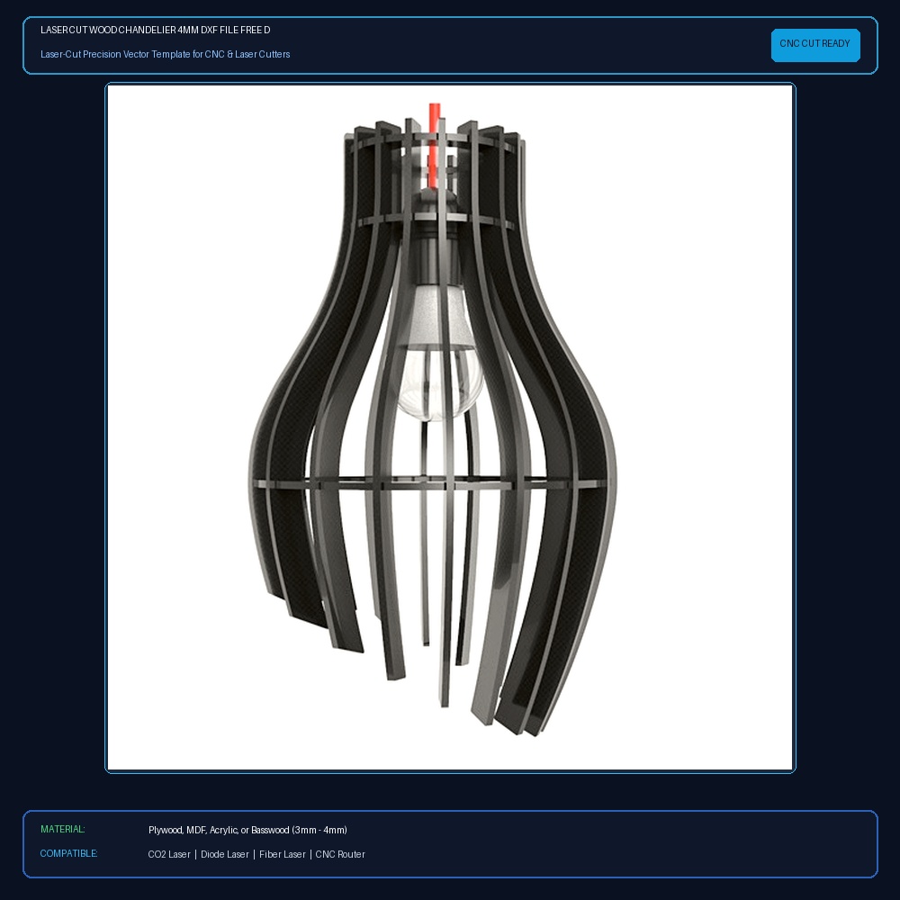 Laser Cut Wood Chandelier 4mm DXF File Free Download - 3axis.co View 2