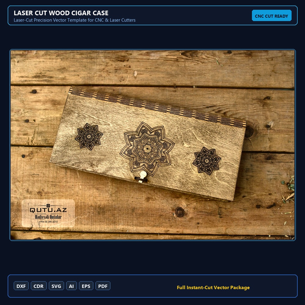 Laser Cut Wood Cigar Case
