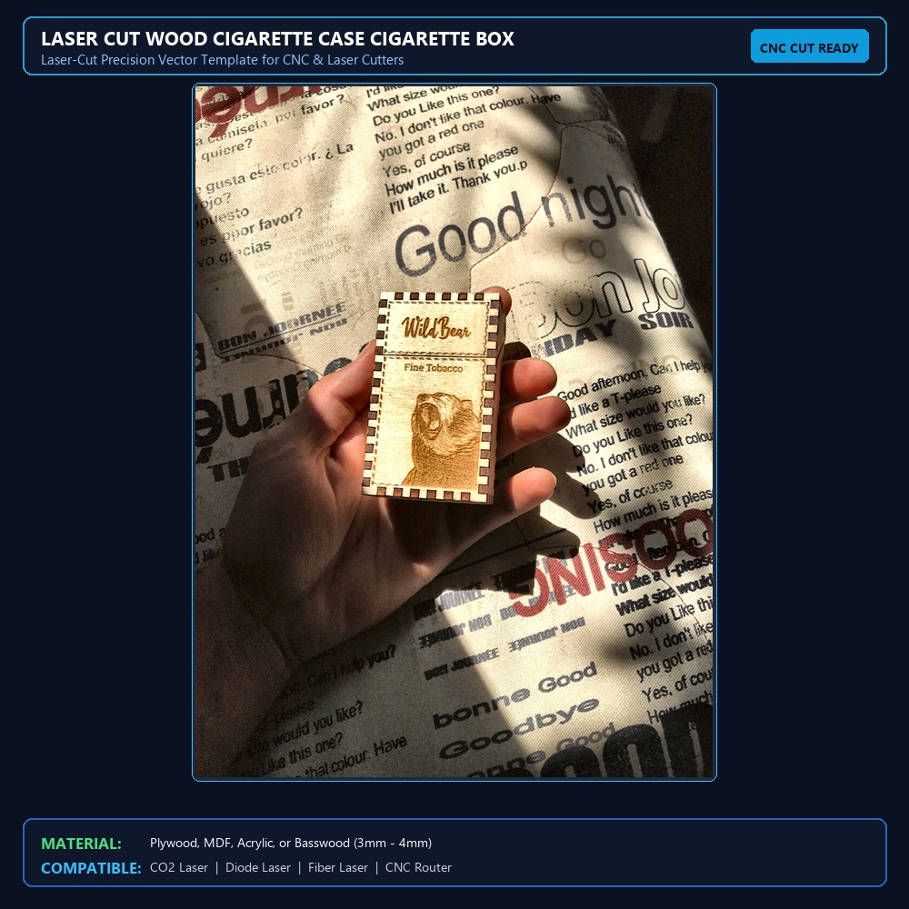 Laser Cut Wood Cigarette Case Cigarette Box View 2