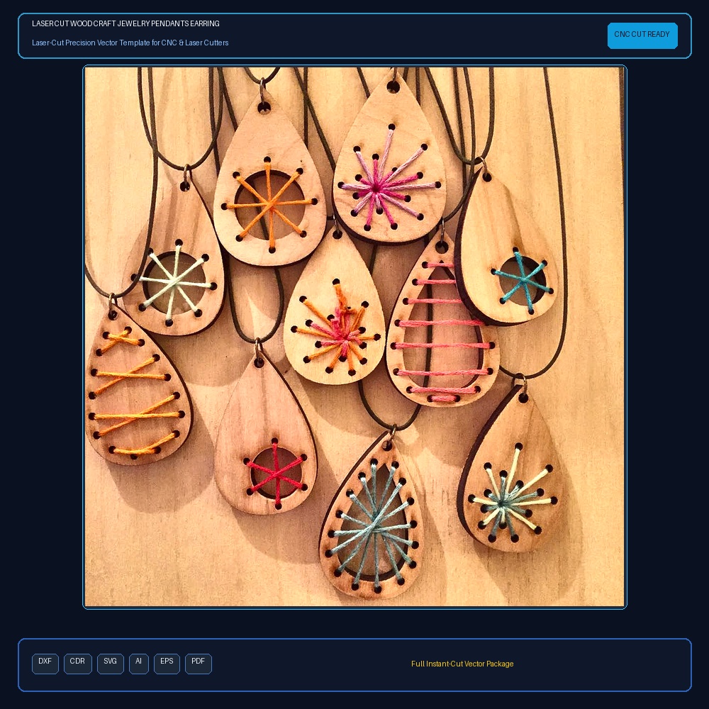 Laser Cut Wood Craft Jewelry Pendants Earrings DXF File Free Download - 3axis.co